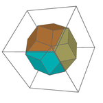 Projection of a cube on a rhombic triacontahedron